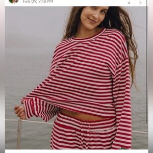 Daily Drills Red Striped Women's Sleepwear shirt